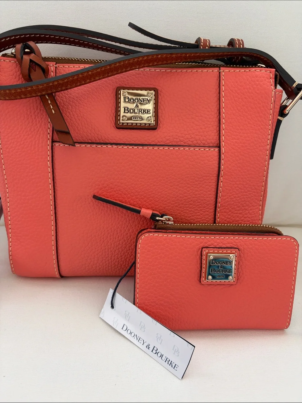 NWT - Dooney & Bourke Coral Pebble Leather Crossbody and Zip Wallet Pair